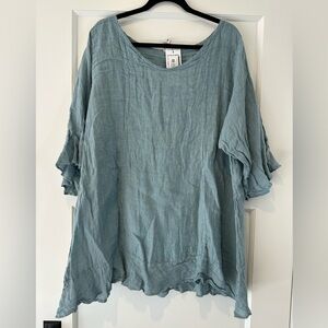 Blue Fish Bias Flounce Top in Early Sky - NWT!